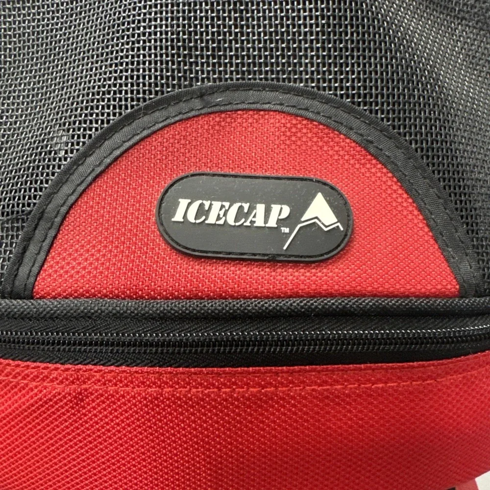 ICECAP‎ Black Red Mesh Insulated Cooler Backpack Lunch Bag Travel Beach Camping